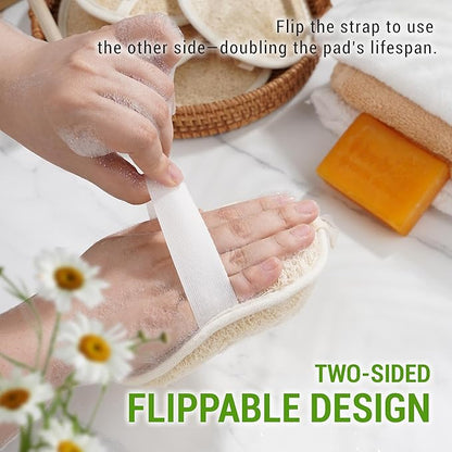 Vietnamese Natural Loofah Exfoliating Body Scrubber Pads, 100% Plant-Based Shower Luffa Sponge, Bath Loofah for Women Men (1, Oval 6.5"x4.9")