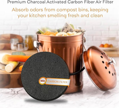 Premium Charcoal Activated Carbon Fiber Replacement Air Filter for Kitchen Compost Bin (10 Pack, Round 7.25")