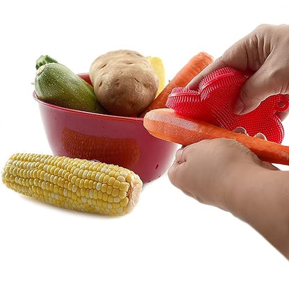 Norpro Red Flower-Shaped Silicone Dish Brush Scrubber