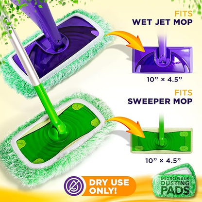 Millifiber Floor Duster Refill Compatible with Swiffer WetJet (2 Pack) - Microfiber Mop Pads for Dusting Cloths - Reusable Replacements Mop Pads