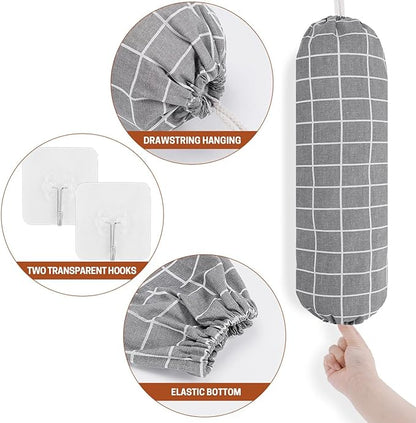 SWISSELITE 2Pcs Plastic Bag Holder, Reusable Plastic Bag Organizer Wall Mount, Large Grocery Bag Storage Dispenser, 22x9 IN