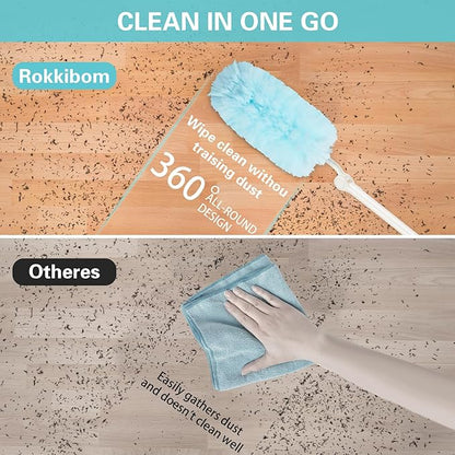 60 Count Heavy Duty Duster Refills for Swiffer, Multisurface 360° Larger Size Dusters with 4X Cleaning Power, Disposable Dusters for Pet, Cleaning Home, Blinds, Fans, Corners (60 pcs-Blue)