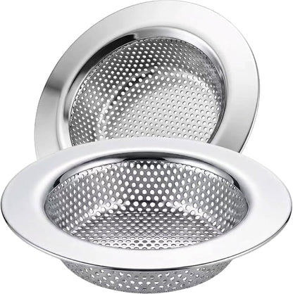 Kitchen Sink Strainer Stainless Steel, LASSHSWA Kitchen Sink Drain Strainer, Sink Strainers for Kitchen Sinks with Large Wide Rim 4.5" Diameter (2 Pack)