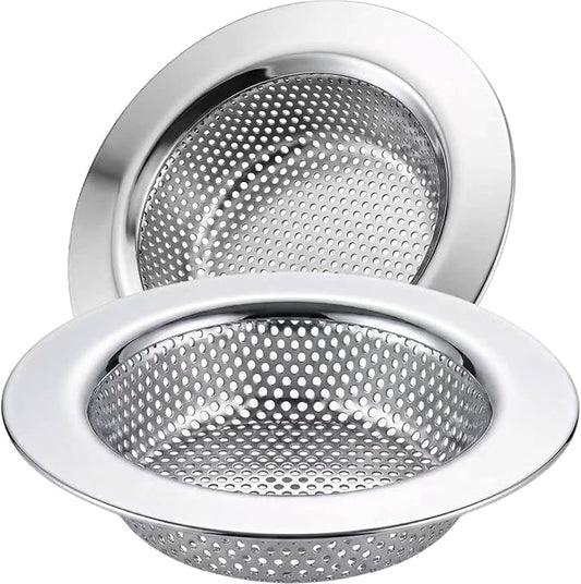 Kitchen Sink Strainer Stainless Steel, LASSHSWA Kitchen Sink Drain Strainer, Sink Strainers for Kitchen Sinks with Large Wide Rim 4.5" Diameter (2 Pack)