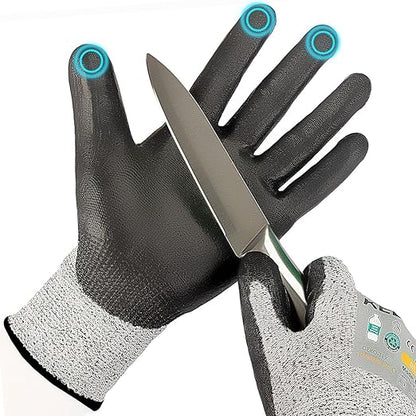 Kebada Cut Resistant Gloves, ANSI A2 Cutting Glove, PU Coated, Touchscreen, Multi-Purpose Model C2, 1 Pair, Medium