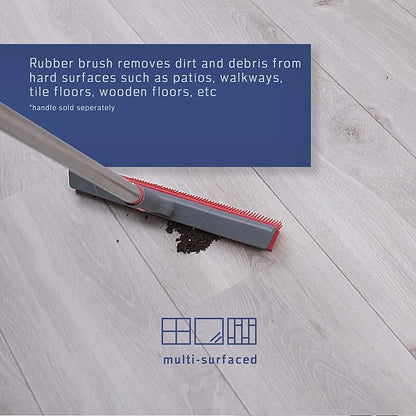 Premium Rubber Floor Brush with Squeegee for Carpets & All Surfaces - Pet Hair Remover - 11.5 Inches (Attachment Only)