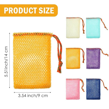 Sibba 8pcs Bar Soap Pouch Saver Pocket Drawstring Exfoliating Mesh Soap Saver Sack Foaming Bag Bubble Foam Net Body Scrubber Sponge Exfoliator Loofah Facial Cleaning for Bath Shower (Multicolor)