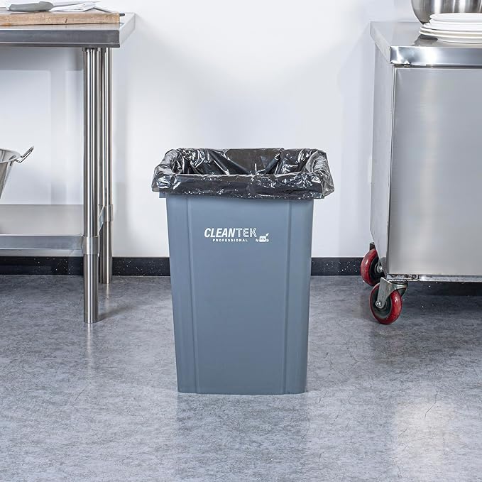 Restaurantware-Clean Tek Professional 19 Gallon Trash Can, 1 Square Waste Basket - Lid Sold Separately, Space Saving, Gray Plastic Garbage Bin, Ideal For Home, Office, Restaurant, And More