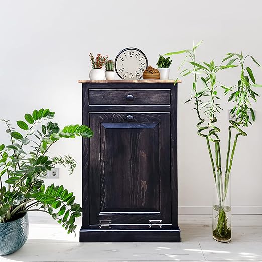 Peaceful Classics Tilt Out Trash Cabinet - Wooden Pull Out Cabinet, Decorative Trash Bin for Kitchen, Bedroom, & Home Patio (Mocha)