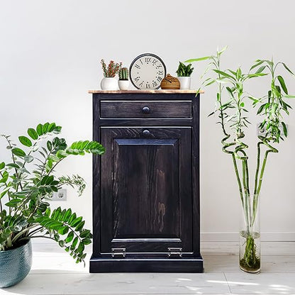 Peaceful Classics Tilt Out Trash Cabinet - Wooden Pull Out Cabinet, Decorative Trash Bin for Kitchen, Bedroom, & Home Patio (Mocha)