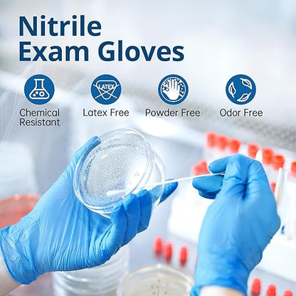 SwiftGrip Disposable Nitrile Exam Gloves, Blue, Nitrile Gloves Disposable Latex Free, Medical Gloves, Cleaning Gloves, Food-Safe Rubber Gloves, Powder Free, Non-Sterile, 50-ct Box (Large)