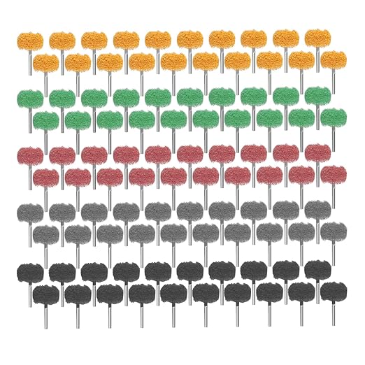 100Pcs Abrasive Buffing Wheels, 1 Inch Alumina Polishing Wheel Set, 1/8" Shank Thickened Polishing Kit for Dremel Rotary Tools, Metal Rust Removal Wood Glass Jewelry Polishing