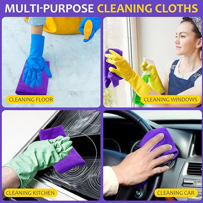 Nuenen Microfiber Cleaning Cloths for Cars 16 x 16 Inch Ultra Absorbent Car Towels Drying Reusable Cleaning Supplies House Kitchen Window Microfiber Towel (150 Pcs,Purple)