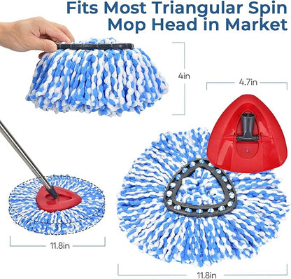 Matthew Spin Mop Replacement Kit - 2 Refill Heads, 30-58in Handle & Base Combo Set (Blue, 1-Tank System)