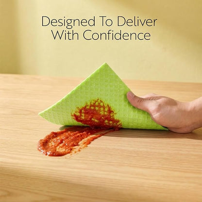 Restaurantware Swedish Dishcloths Pack of 200 Cellulose Reusable Absorbent Green Kitchen Towels, Washable Quick-Dry Dish Towels, Sustainable Cleaning Cloths Super-Absorbent Biodegradable Odorless