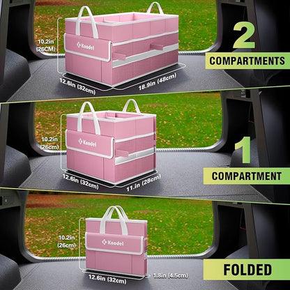 K KNODEL Car Trunk Organizer, Collapsible Car Trunk Storage Organizer, Car Organizer and Storage for SUV, Truck, Sedan (Small, Pink)