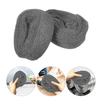 Ipetboom 2 Rolls #0 Coarse Steel Wool Pads Wire Mesh Cleaning Wool Fabric for Wood and Metal Polishing, Rust Removal, Buffing Tool Suitable for Industrial and Household Use