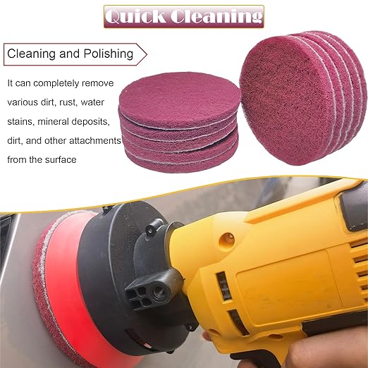 Tonmp 10 PCS 5 Inch 400 Grits Multipurpose Scrubber Scouring Pads Flocking Scuff Pads -Hoop and Loop Scuff Pads Conditioning Discs Polishing Pad for Furniture Automotive Cleaning, Rust Removal