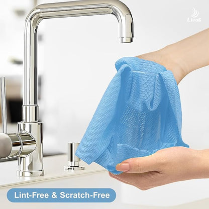 LIVOS Microfiber Cleaning Cloth Roll - 100 Pack, Reusable Paper Towels, Microfiber Towels for Car, Super Absorbent Cleaning Rags for House,Kitchen,Window-Blue, 11.5"x11.5"|Lightweight, Quickly Dry