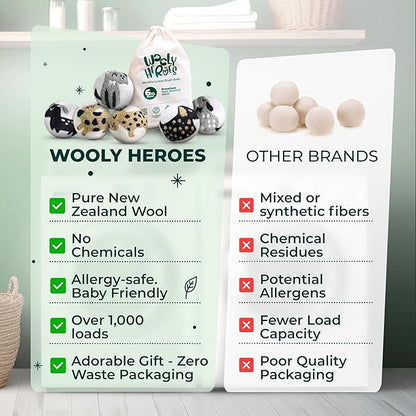 No More Dryer Sheets! XL Wool Dryer Balls 6-Pack, Reusable Laundry Softener & Static Reducer, Eco-Friendly, Long-Lasting, Safe for Sensitive Skin