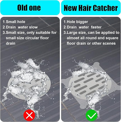 Chengu 50 Pcs 5.7 Inch Disposable Hair Catcher Shower Drain Stickers Square Mesh Shower Drain Catcher Cover Stickers Bathtub Stopper Decals with 5 mm Holes for Bathroom Kitchen Sink Filter Accessories