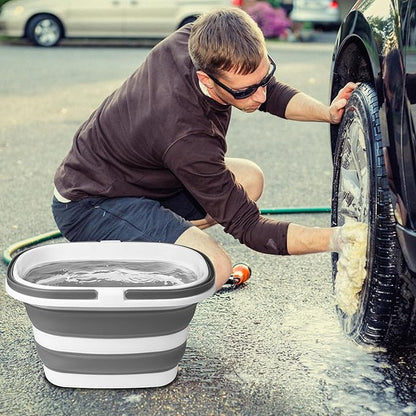 2 Pack Collapsible Mop Bucket, 16L(4.2 Gal) Plastic Bucket for House Cleaning, Car Washing, Silicone Cleaning Supplier Organizer, Portable Basket with Handle for Laundry Storage, RV Camping, Fishing