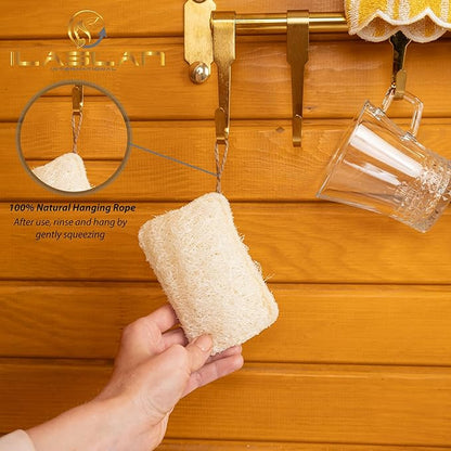 Natural Loofah Dish Sponge Scrubber | Double-Sided | Eco-Friendly, Natural,%100 Organic, Biodegradable and Reusable Dish Loofah Kitchen Sponges | 3 Count (1 Pack) (12X8 CM)