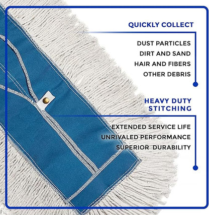 Nine Forty Industrial-Grade 24x5 Cotton Dust Mop Head Refills, Perfect Replacement for Busy Home, Gym, Industrial and Commercial Spaces, Heavy-Duty Mop for Janitorial & Housekeeping Needs - 1 Pack