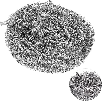 Scrubber Stainless Steel Pot Scrubber Silver Cleaning Balls Steel Wool Scrubber Dish Scrubber for Kitchen 3x1.6in