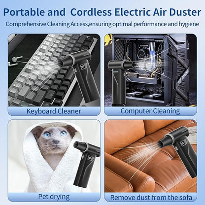 Electric Air Duster Rechargeable,110,000 RPM Compressed Air Duster with 100-Speed,Cordless Air Duster for Cleaning PC, Keyboard,Car,Computer AirDuster Kit,Air Blower Gun for Home & Outdoor Use