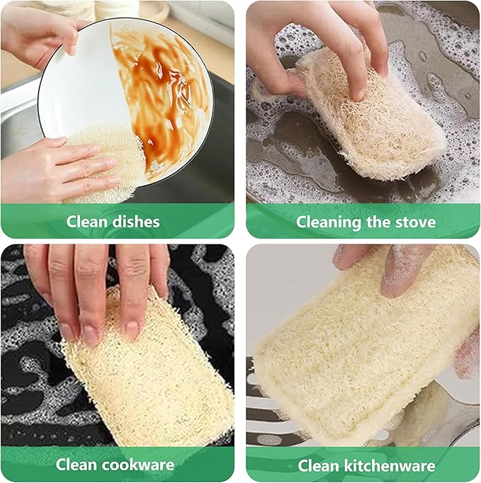Natural Loofah Sponges, Reusable Natural Sponges for Dishes Multipurpose Loofah Dishwashing Sponges Non Scratch for Kitchen, Sinks, Pots, Pans (15 Pcs)