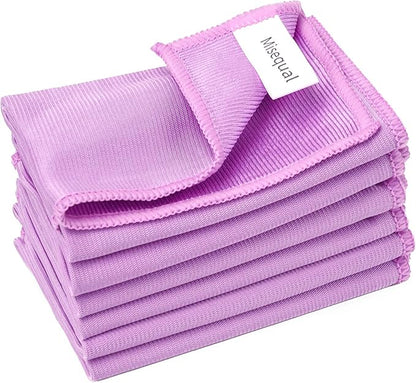 6 Pack Glass Cleaning Cloth Microfiber Cleaning Cloth for Window Eyeglass Jewelry Windshields Mirrors and Stainless Steel (Purple)