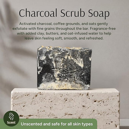 Marbela Cosmetics Handmade Soap Bar - Made in USA, Vegan Friendly, Palm Oil Free, Natural Bar Soap - Gentle Face & Body Soap for Daily Skin Care, Moisturizing & Nourishing - 3.5 oz (Charcoal Scrub)