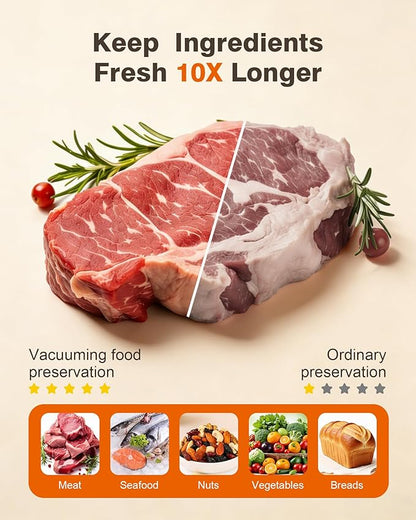 Vacuum sealer for food, Chef’s Design to Preserve Freshness, Compact Handheld Vacuum Sealer with 30 Reusable Bags, Professional-Grade for Food Storage Savers, Mustard