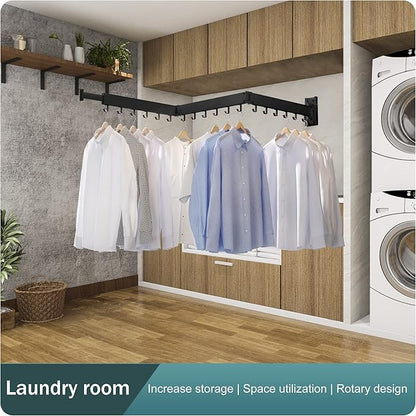 LIENAHU Clothes Drying Rack Wall Mounted,Drying Rack Clothing,Laundry Drying Rack,Wall Mount Clothes Hanger Rack,Laundry Rack Folding,Retractable Clothing Rack,Collapsible Clothes Hanging Rack