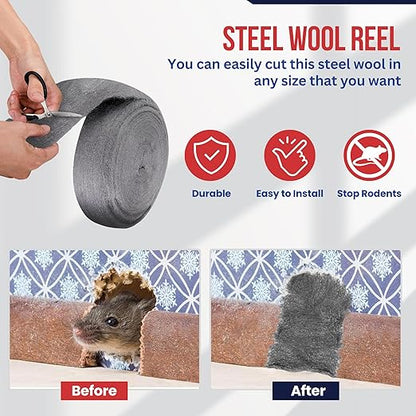 Steel Wool Reel - Fine Grade #0 - Metal Protector, Rust Remover, Multi-Purpose Steel Wool Fabric Roll 5 lbs (2.27 kg)