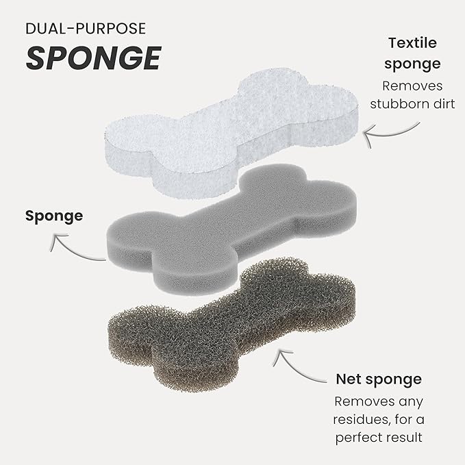 Vigar Pets Scrubber Sponge Set for Pet Bowls - Set of 4 Bone-Shaped Non-Scratch Dish Sponge for Dog & Cat Feeding Bowls, Double-Sided Reusable Scrub Sponges for Cleaning Dishes & Pet Plates - Gray