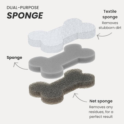 Vigar Pets Scrubber Sponge Set for Pet Bowls - Set of 4 Bone-Shaped Non-Scratch Dish Sponge for Dog & Cat Feeding Bowls, Double-Sided Reusable Scrub Sponges for Cleaning Dishes & Pet Plates - Gray