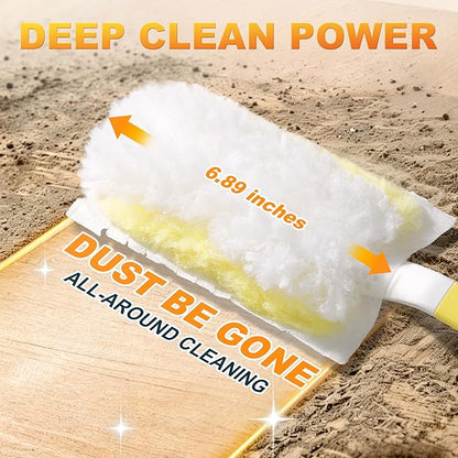 JOYMOOP Disposable Electrostatic Duster for Cleaning, with 2 Handles & 24 Ct Yellow Heavy Duty Refills for Swiffer Feather Duster, Household Cleaning Tool for Electronics, Dusting Furniture, Blinds