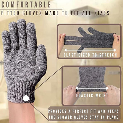 Sphynx Hairless Cats Bamboo Bath Gloves - Gentle Shower and Body Scrub Set (3 Pairs)