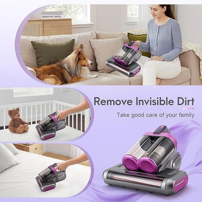 AMTPM 17KPa Cordless Mattress Vacuum Cleaner with UV Care & 40,000RPM Beating - 520ml Dustbin, USB Rechargeable for Bed, Pet Hair