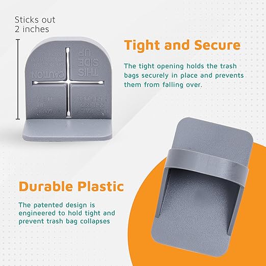 PlasticMill Trash Bag Cinch - Trash Bag Holder for Trash Can - Trash Can Liner Holder to Keep Trash Bag From Slipping - Fits Most Standard Trash Cans (Putty, 6-Pack)