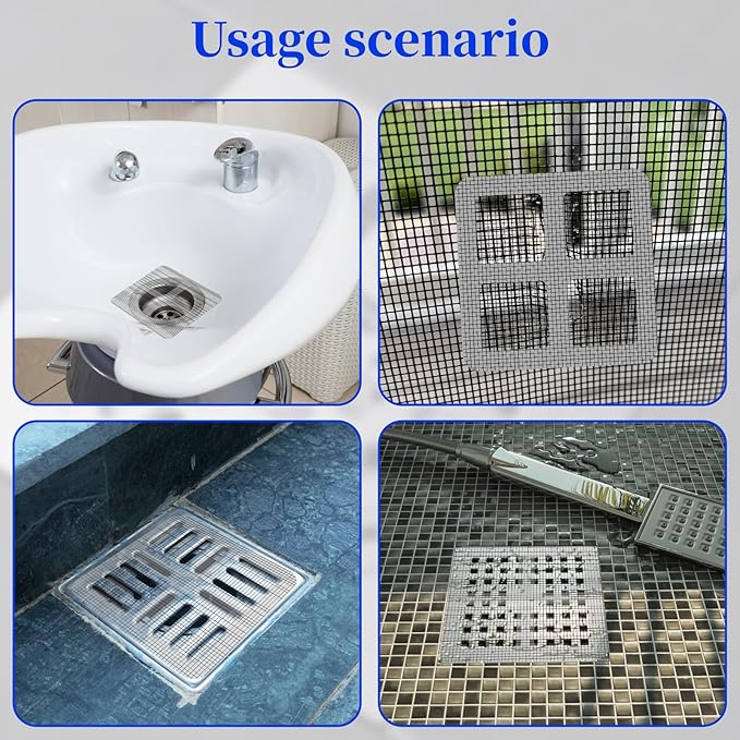 100PCS Disposable Shower Drain Hair Catcher - 4 Inch Hair Catcher Shower Drain - Drain Cover Mesh Stickers for Human & Pet Hair - Bathtub, Bathroom, Kitchen Sink, Laundry Floor Drain Filters Grey