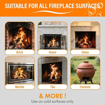 Fireplace Cleaning Set Fireplace Soot Remover with Scrub Brush for Brick, Stone, Rock, Tile, and Marble – Nonabrasive Brick Cleaner, Gentle Formula for Bricks & Glass Indoor and Outdoor -16 oz