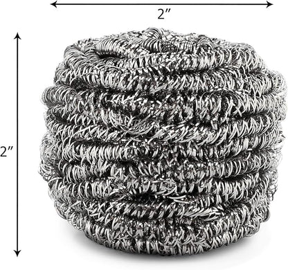 SCRUBIT 6 Pack Stainless Steel Scourers – Steel Wool Scrubber Pad Used for Dishes, Pots, Pans, and Ovens. Easy scouring for Tough Kitchen Cleaning.