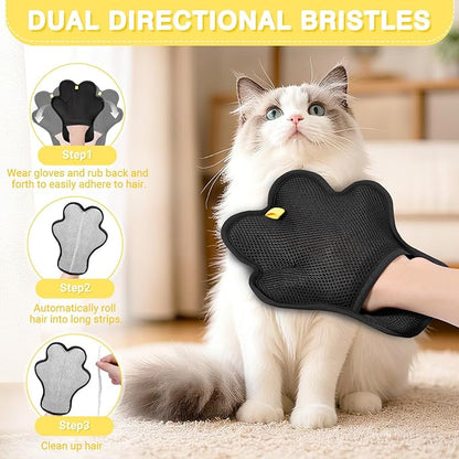 Pet Hair Removal Glove for Cats and Dogs,Upgrade Reusable Electrostatic Magic Brush Pet Hair Removal Grooming Gloves Tool for Furniture, Bed Sheets,Couch,Clothes,Carpet,Car Seat (2)