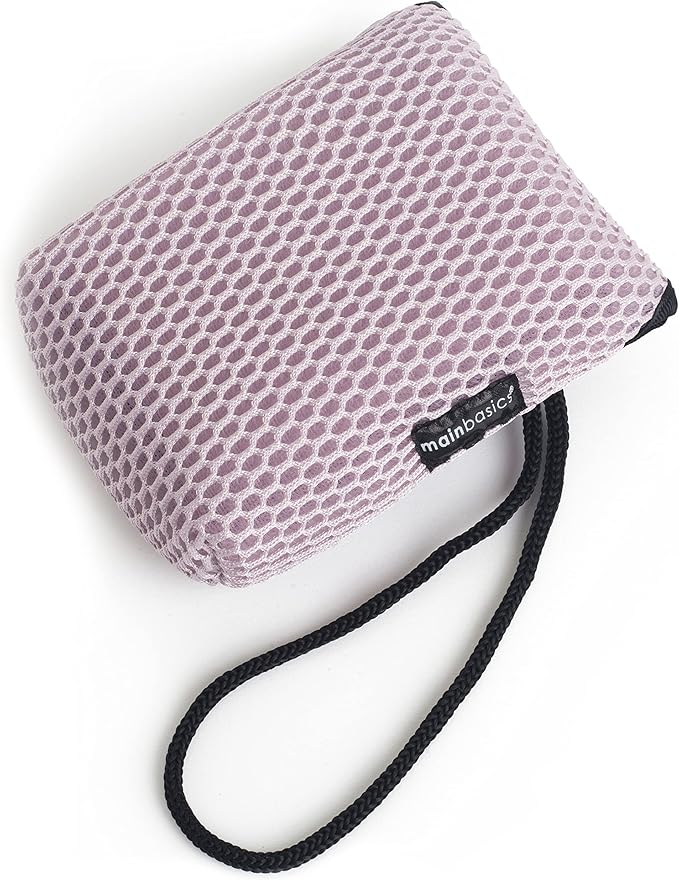 MainBasics Exfoliating Bar Soap Pouch Dual-Sided Body Scrubber - Fits Standard Size Soap Bars, Pink