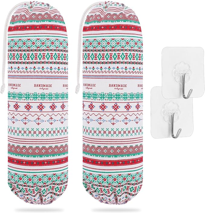 SWISSELITE 2Pcs Plastic Bag Holder, Reusable Plastic Bag Organizer Wall Mount, Large Grocery Bag Storage Dispenser, 22x9 IN