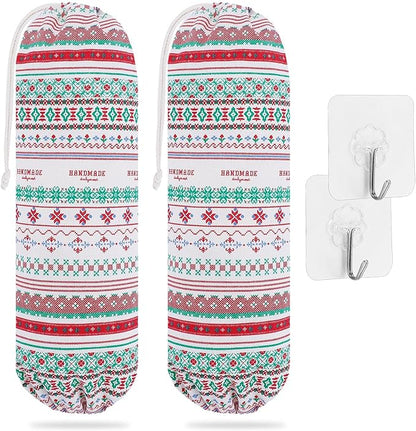 SWISSELITE 2Pcs Plastic Bag Holder, Reusable Plastic Bag Organizer Wall Mount, Large Grocery Bag Storage Dispenser, 22x9 IN