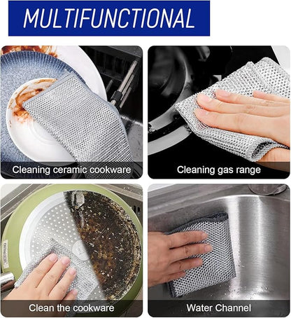 20PCS Non-Scratch Steel Scrubber Pads, Dual-Sided Wire Dishcloths for Wet/Dry Cleaning, Metal Scrubbers for Pots, Pans, Dishes, Sinks, Stove - Grey.